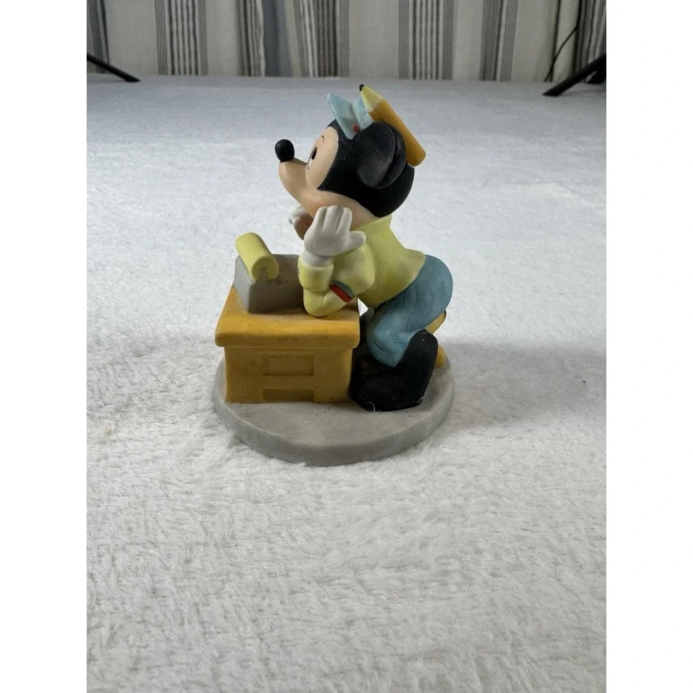Vintage Disney Mickey Mouse School Desk Figurine Korea Ceramic Figure